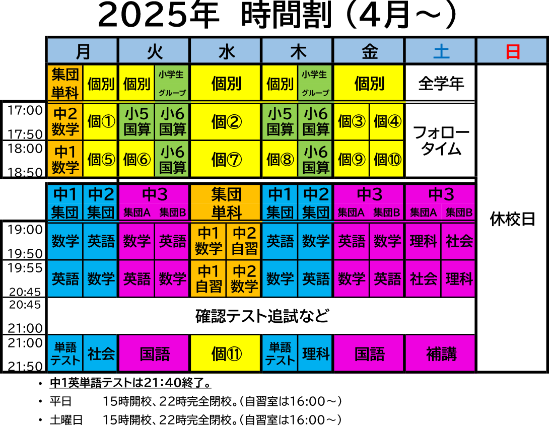 時間割表
